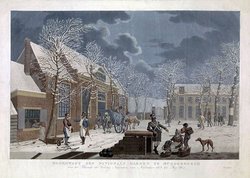 Willem Hendrik Hoogkamer, Sneeuwlandschap met soldaten in gesprek met burgers tijdens het beleg van 