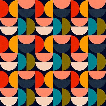 Bauhaus Demi-cercles géométriques en couleurs vives