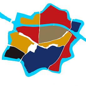 Zentrum Zwolle in Style, rot, gelb und blau von Walter Frisart