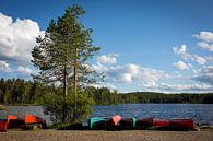 Kanoe aan het meer in Zweden van Heleen Klop thumbnail