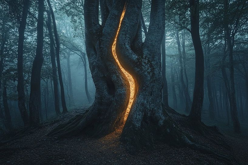 belle lumière dans la forêt mystique par Egon Zitter