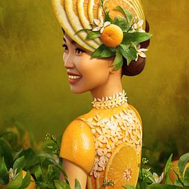 Thailändische Frau mit Orangenblüten und Faszinator von Britta Glodde