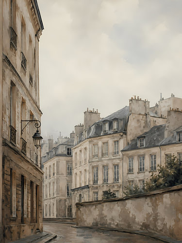 Eine regnerische Straße in Paris