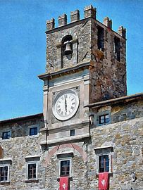 Clocktower with Campanile Cortona by Dorothy Berry-Lound