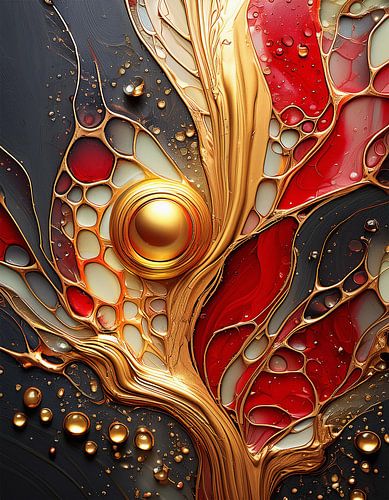 Gold Rot und Schwarz mit Muster