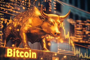 Gouden bullmarkt voor Bitcoin van Poster Art Shop