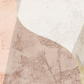 Japandi. Abstract shapes in pink , taupe, white by Abstract Minimalist Art