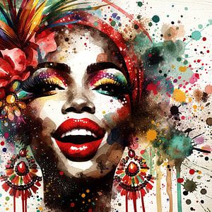 Brasilianischer Karneval Aquarellporträt