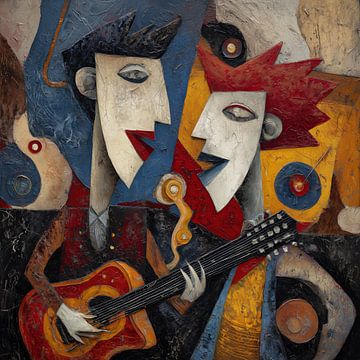 Musicians cubism colourful