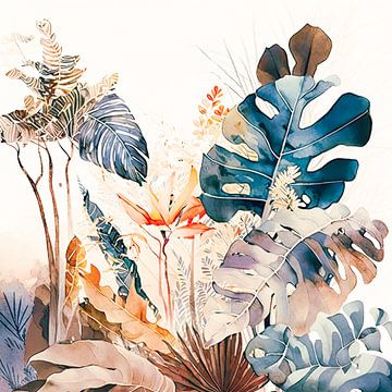 Aquarelle de plantes aux couleurs de l'automne sur Vlindertuin Art