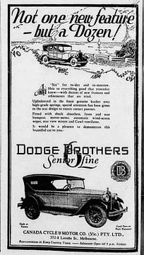 Publicité pour les voitures classiques Dodge 1928 sur Atelier Liesjes