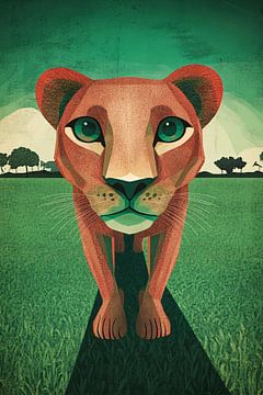 Lion in green landscape by Art & Soul Creations
