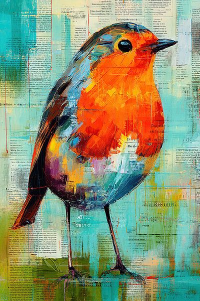 Bird by Abstract Painting