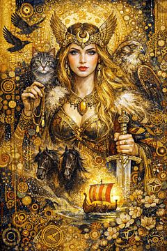 Peinture représentant la déesse nordique Freya. sur Johannes