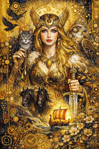 Freya Noordse Godin schilderij.