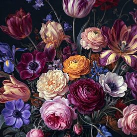 Flowers on black by Fine Art Studios