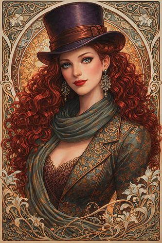 Flaming Hair, Purple Hat