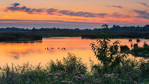 Zonsondergang in de Onlanden, Groningen