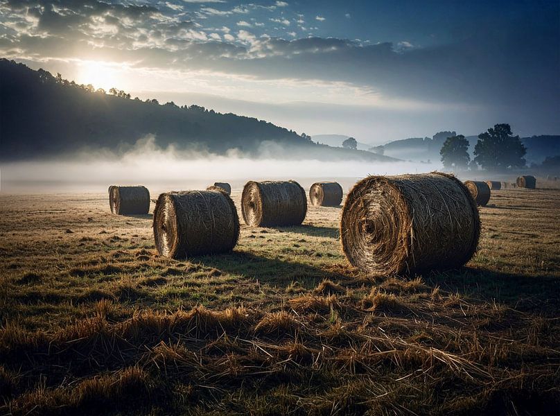 Heuballen im Nebel von Christina Bauer Photos