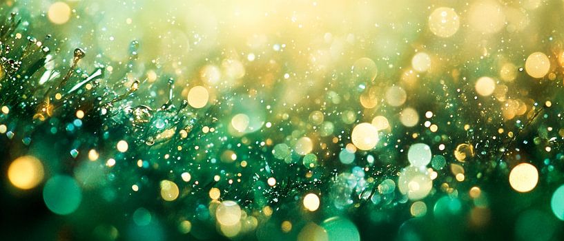 Sparkling bokeh lights in green by Poster Art Shop