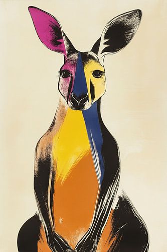 Kangourou abstrait aux formes colorées