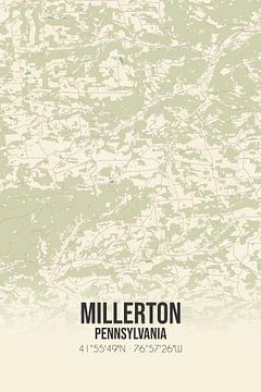 Vintage landkaart van Millerton (Pennsylvania), USA. van Rezona
