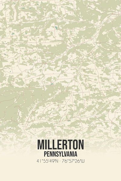 Vintage map of Millerton (Pennsylvania), USA. by Prints of Place