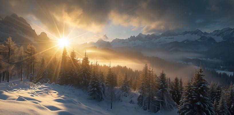 Bosvlucht gehuld in mist van fernlichtsicht