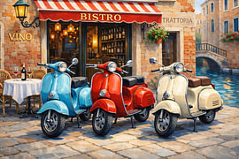 Drei Motorroller in Venedig