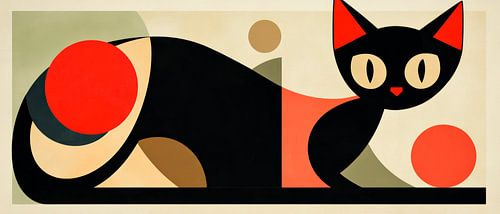 Chat noir abstrait avec couleurs