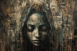 Frau Gesicht Textur | Modernes Frauenportrait von Kunst Laune