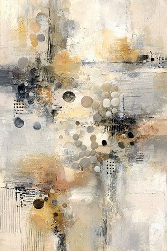 Beige en taupe cirkels - Abstract schilderij woonkamer