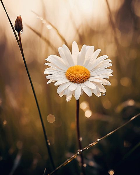 Wilde bloemen bij zonsondergang van fernlichtsicht