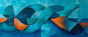 Colour play of the waves - blue and orange by Poster Art Shop