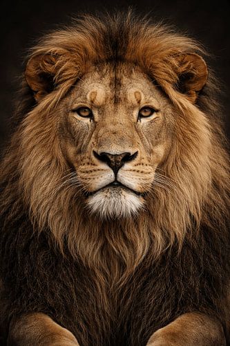 Majestätisches Porträt eines Löwen – Symmetrie und pure Kraft