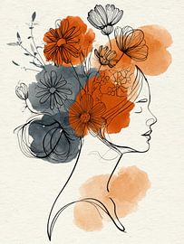 portrait of a woman with flowers by Egon Zitter