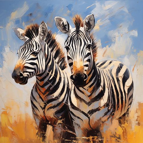 Zebra's olieverf artistiek