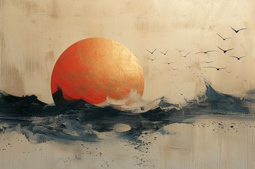 Moderne Abstraktion im Wabi-Sabi und Japandi-Stil