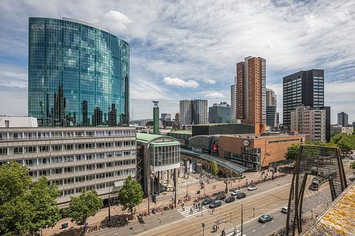 Het uitzicht op WTC Rotterdam, Koopgoot en Coolsingel in Rotterdam
