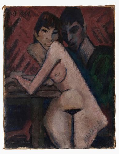 Koppel aan tafel (dubbel portret met Maschka Mueller), Otto Mueller - 1924 - 1925