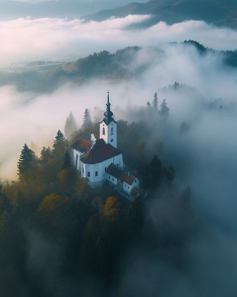 Chapel in a mystical autumn landscape by fernlichtsicht