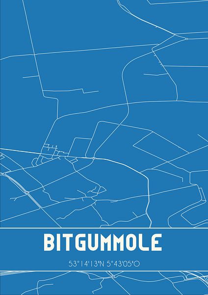 Blueprint | Map | Bitgummole (Fryslan) by Prints of Place