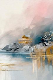 SET (part 2) Japandi Art: Serene Japanese Landscape by Studio Pieternel