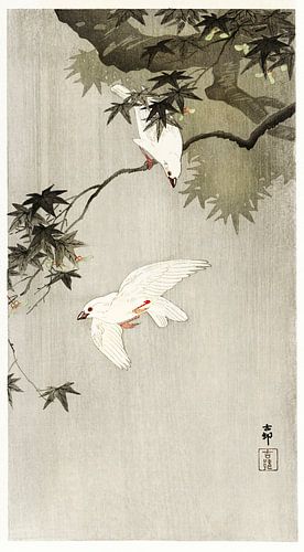 Birds in rain (1900 - 1936) by Ohara Koson