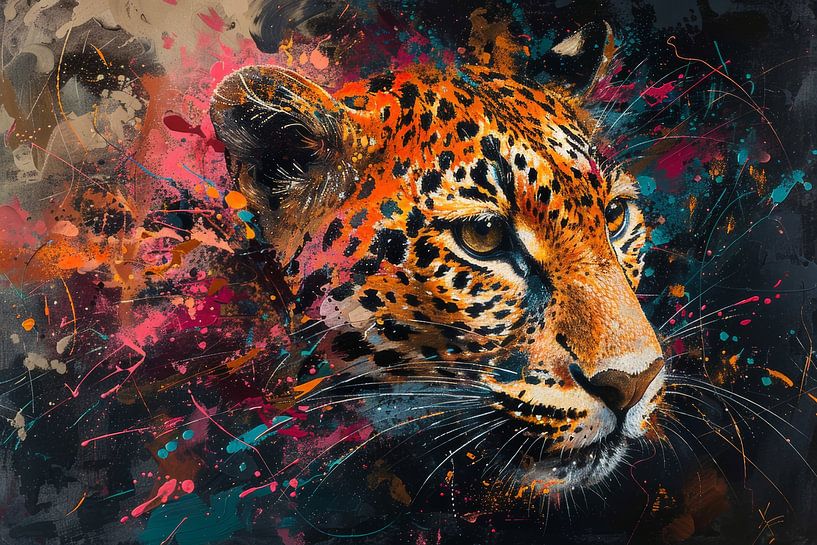 Wild Vuur - Abstract Luipaardportret van Eva Lee