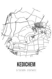 Kedichem (Utrecht) | Carte | Noir et blanc sur Affiches de lieux