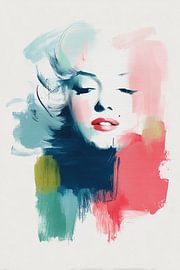 Abstract Portrait of a beautiful young woman - Mysterious and Dreamy Painting by Joriali Abstract