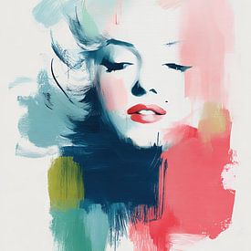 Abstraktes Portrait einer schönen jungen Frau - Mysteriöses und verträumtes Gemälde von Joriali Abstrakte Kunst