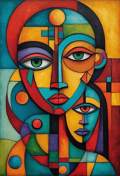 Abstract Cubism Faces Art by MIROKKU