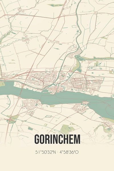 Carte ancienne de Gorinchem (Hollande méridionale) par Affiches de lieux
